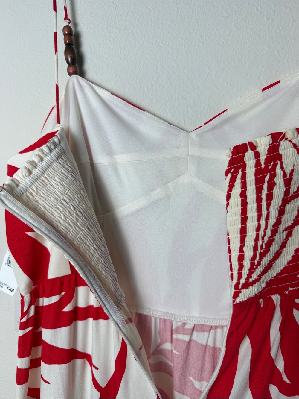 Adrianna Papell NWT Printed Maxi Dress Sz 14 Red Ivory Spaghetti Strap Boho - Picture 6 of 11